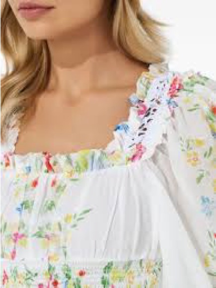 Nwt Charo Ruiz Ibiza Hince Floral Square Neck Cropped Top Garden White Size S